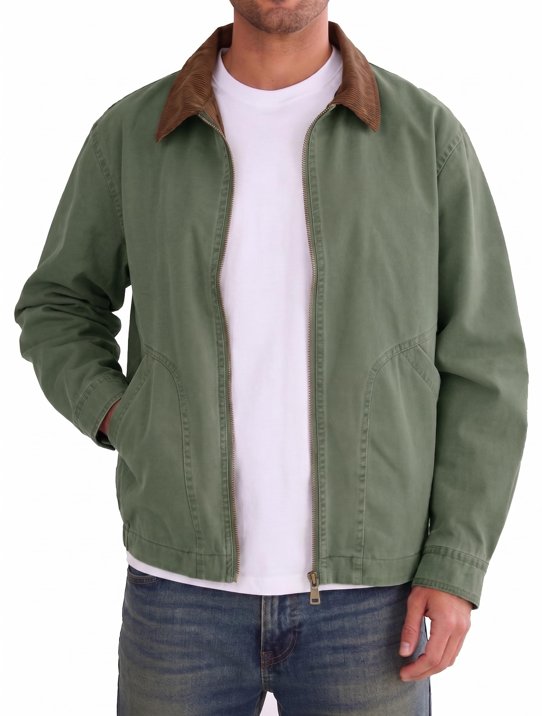Mens Barn Lightweight Jacket Windbreaker Casual Full Zip