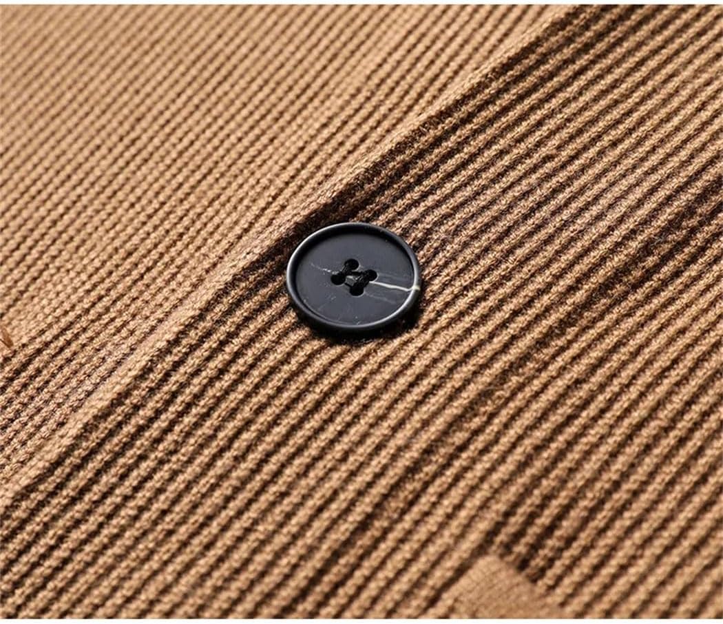 Men's Fashion Knitted Cardigan Sweaters Winter Long Sleeve V-Neck Business Casual Gentleman Coat