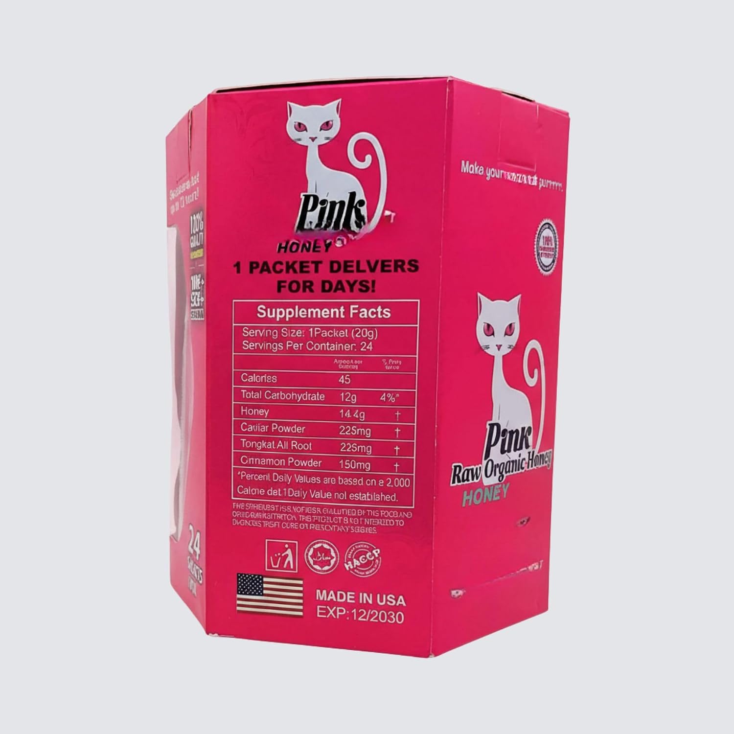 PNK Raw Honey for Women - 24 Sachets total You may receive 2 boxes of 12 sachets each box.