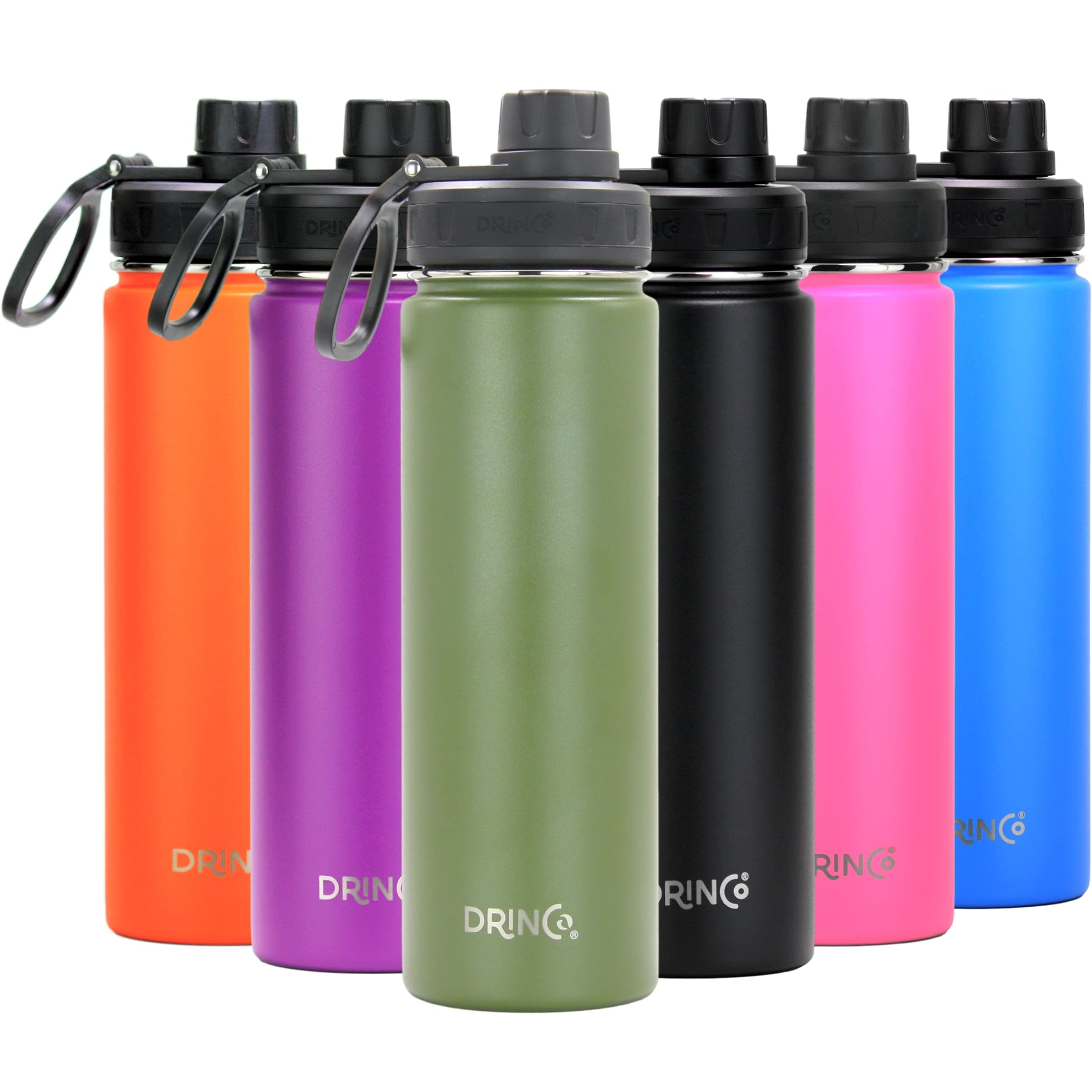 Drinco Stainless Steel Water Bottle Spout Lid Vacuum Insulated Double Wall Water Bottle Wide Mouth (40oz 32oz 22oz 18oz 14oz) Leak Proof Keeps Cold or Hot (22 oz, 22oz Forest) — image 1