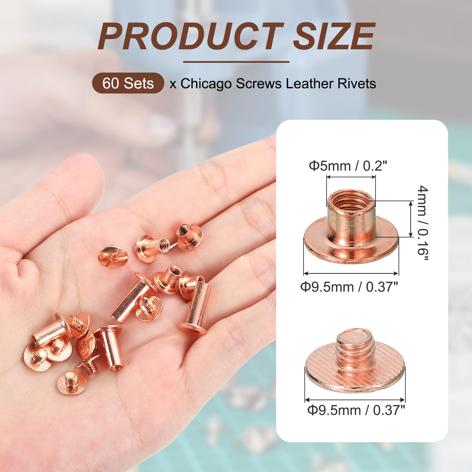 PATIKIL 7mm Chicago Screws Leather Rivets - Image 2