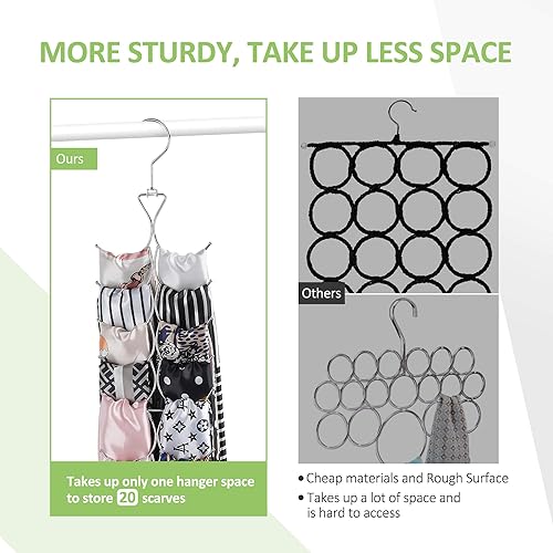 Miniatura 3 de Colgador de bufanda para armario, 20 organizadores de bufandas de gran capacidad, soporte para bufandas que ahorra espacio, organizador de armario