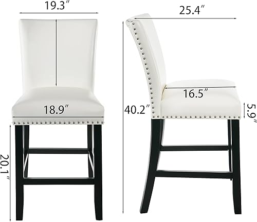 Miniatura 3 de PADMA HOUSE Juego de taburetes de mesa de barra de altura de vidrio para 4, 42 pulgadas de altura de mostrador de vidrio templado redondo, taburetes