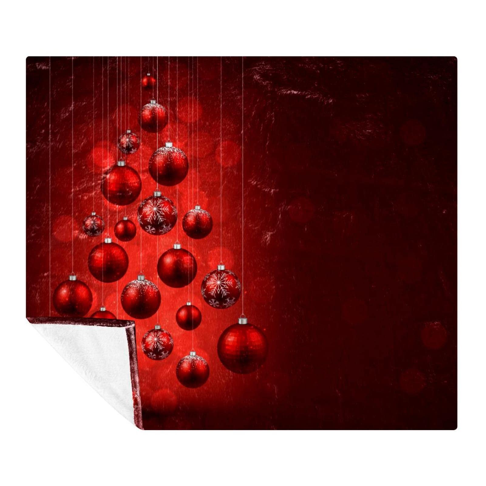 Couverture Polaire de literie à offrir pour Noël motif flocon et boule de neige