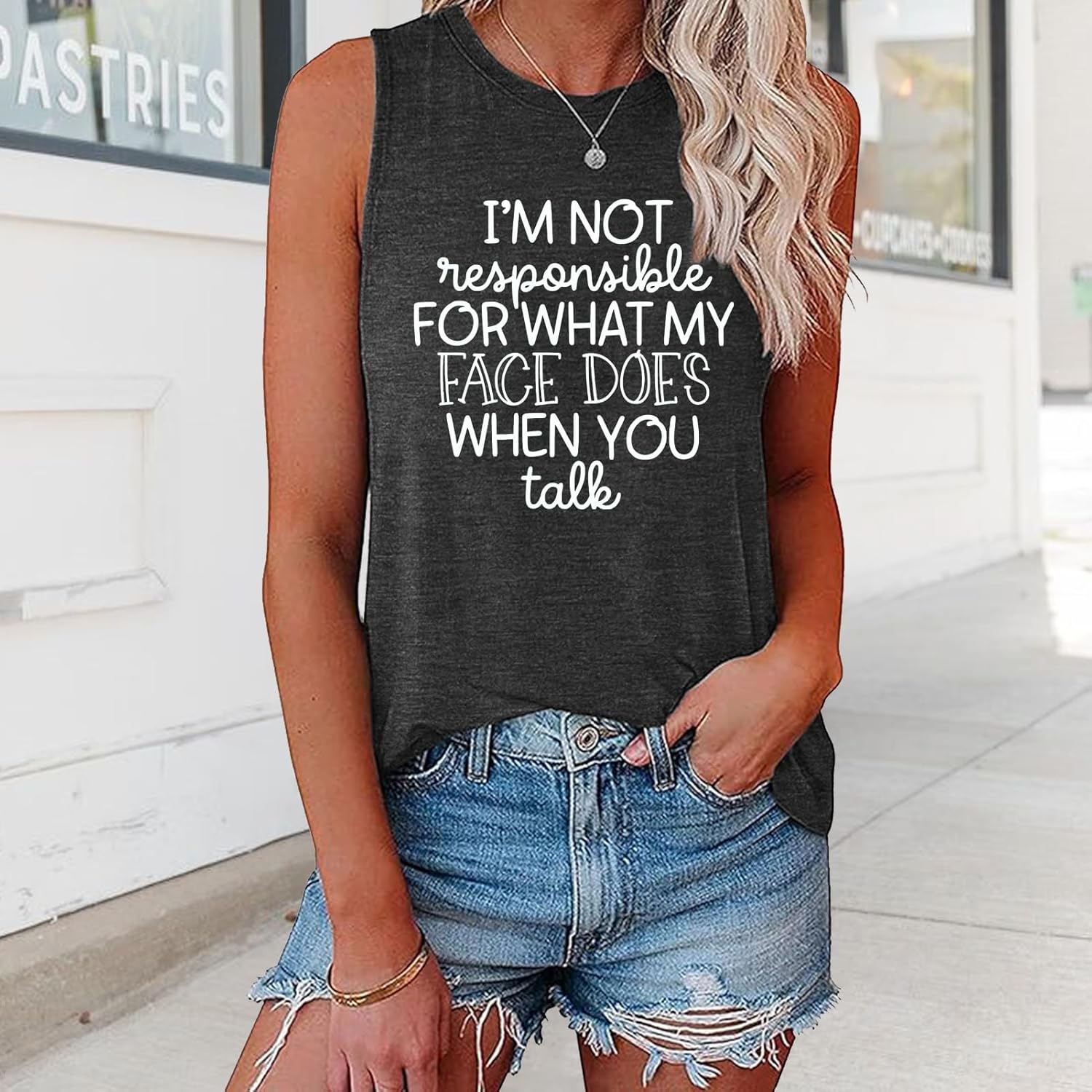 YITAN Women Funny Graphic Tank Top I AM NOT Sleeveless Tees - Image 2