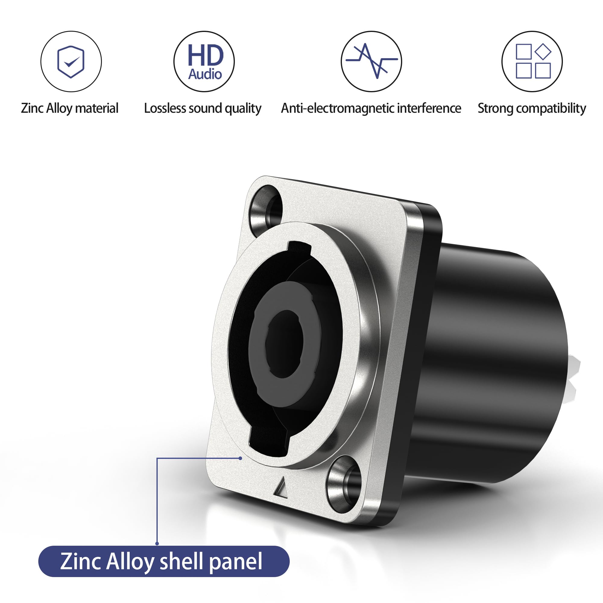 4Sets Speakon Adapter Spina Speakon Pannello metallico Twist Lock con cacciavite Compatibile con Neutrik Speakon NL4MP, NL4MPR, NL4FC, NL4FX, NLT4X, NL4 Series, NL2FC