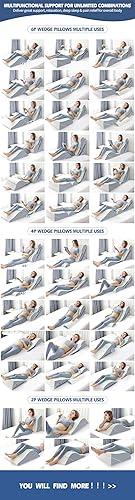 Miniatura 4 de Juego de 4 almohadas ortopédicas de cuña con almohada de espuma viscoelástica completa, almohada de cuña para aliviar el dolor de espalda, almohada