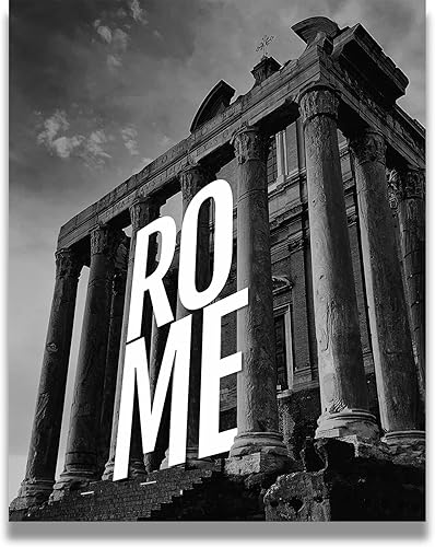 Rome Black and White Wall Art - Italy Room Decor - Cityscape Travel Destination Home Decor - Great Souvenir for Bathroom Decor - 11x14 unframed print