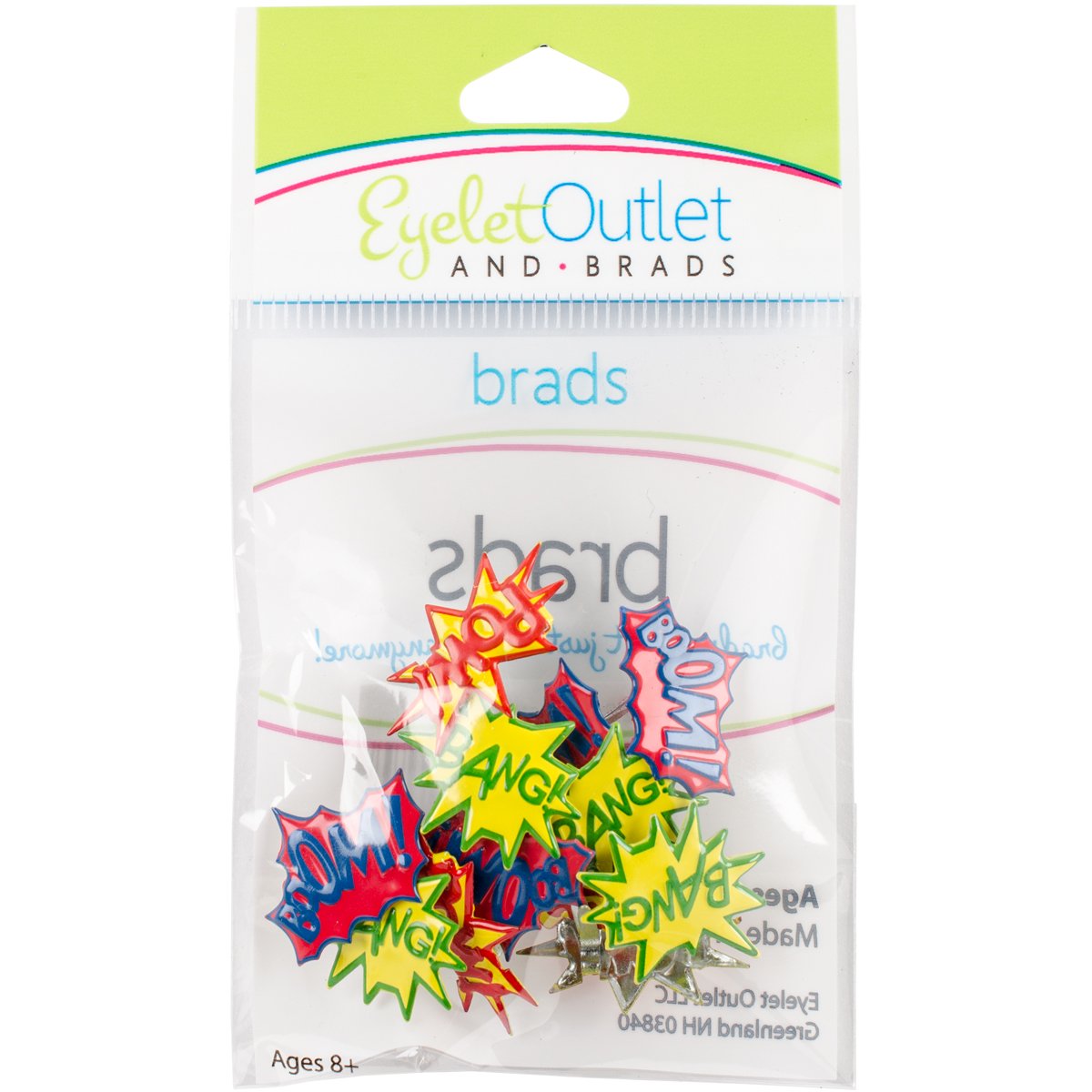 EYELET OUTLET 154 Shape Brads 12/Pkg-Super Hero Words