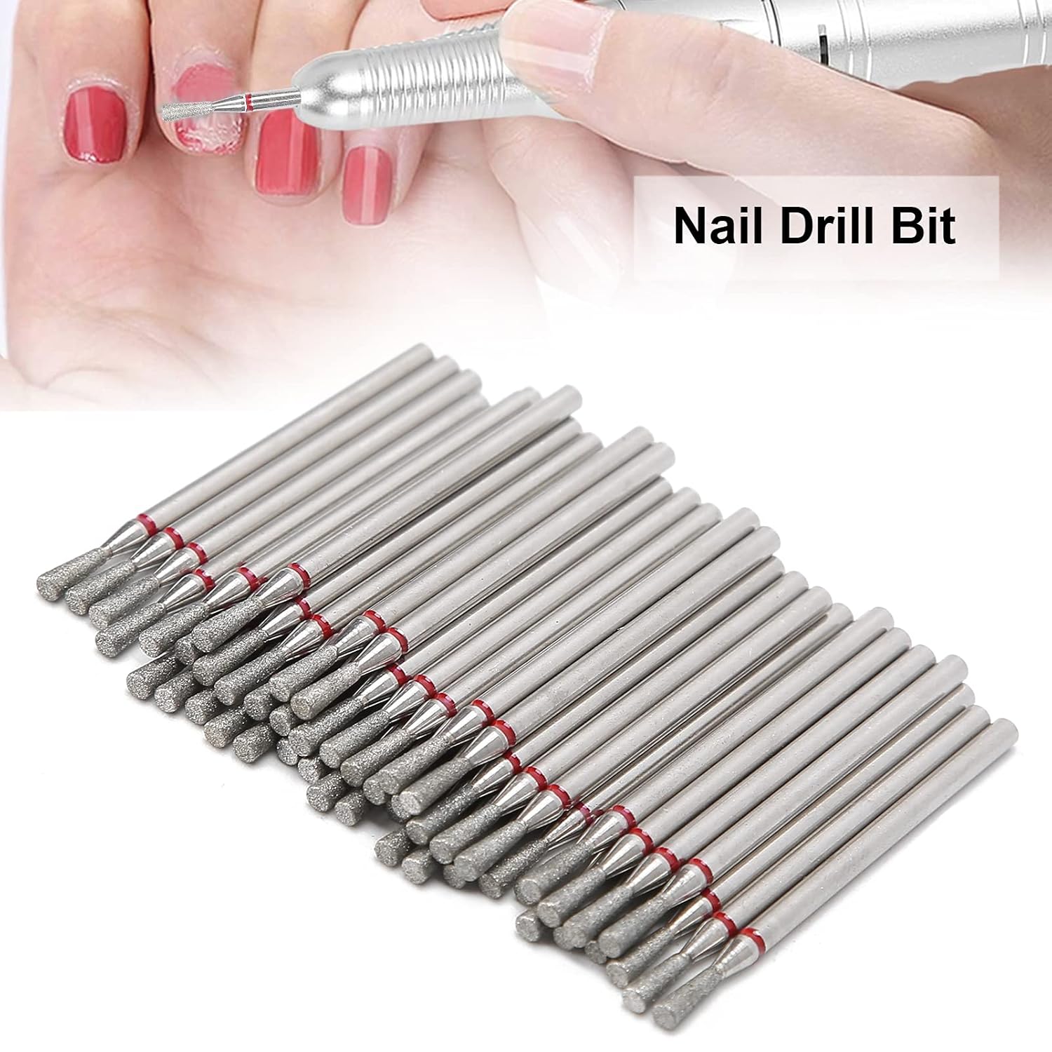 Practical Nail Drill Bits, 50Pcs Nail Polishing Grind Head Replacement Accessory Manicure Tool For Acrylic Gel Nails Cuticle Clean Pedicure (F2-2.35mm)