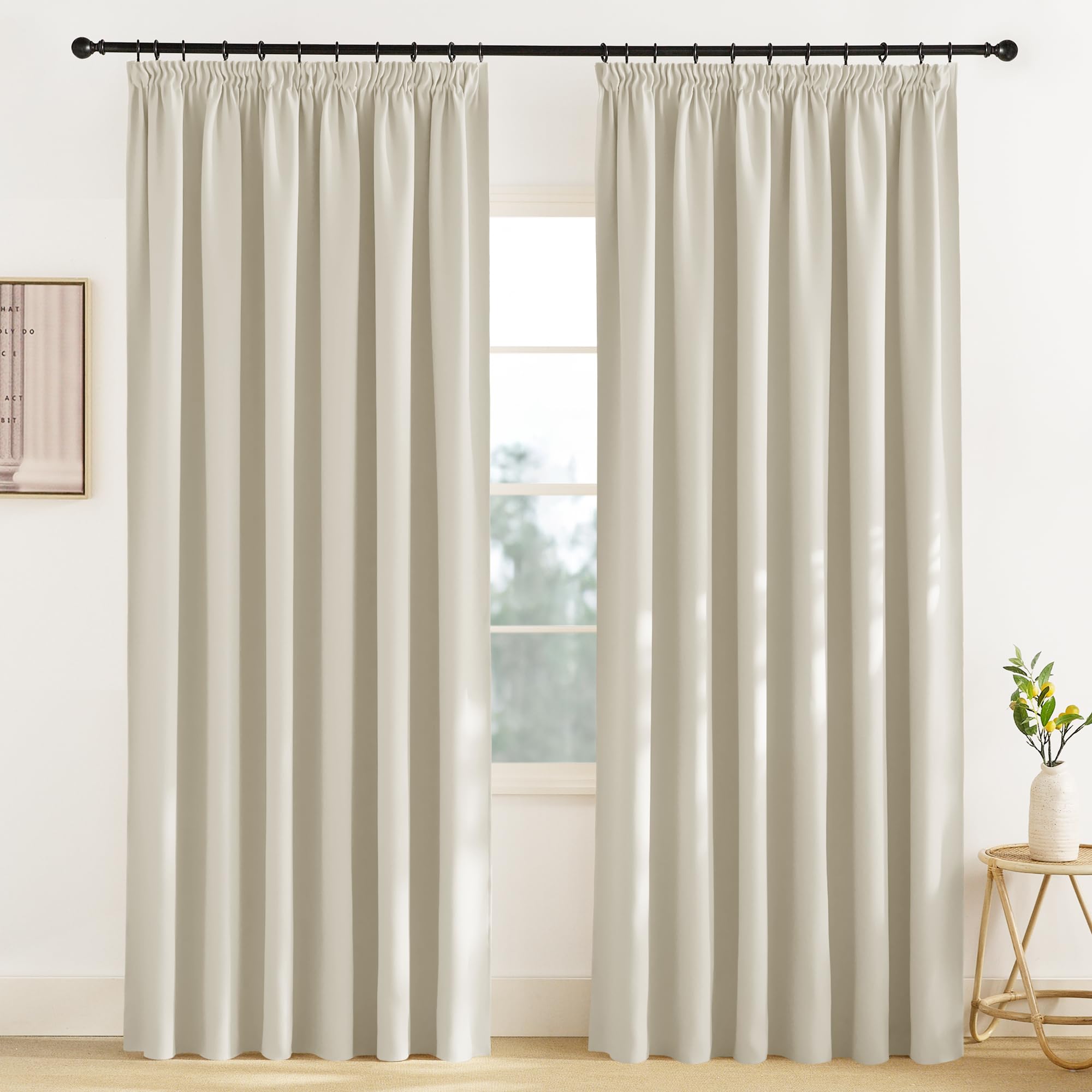 KGORGE Raumteiler Vorhang Blickdicht Thermovorhang Hitzeschutz Kräuselband | Hellbeige,1er Set,H245 x B200 cm,Thermo Vorhang gegen Hitze für Schienensystem,Verdunkelung,Sonnenschutz,für Wohnzimmer