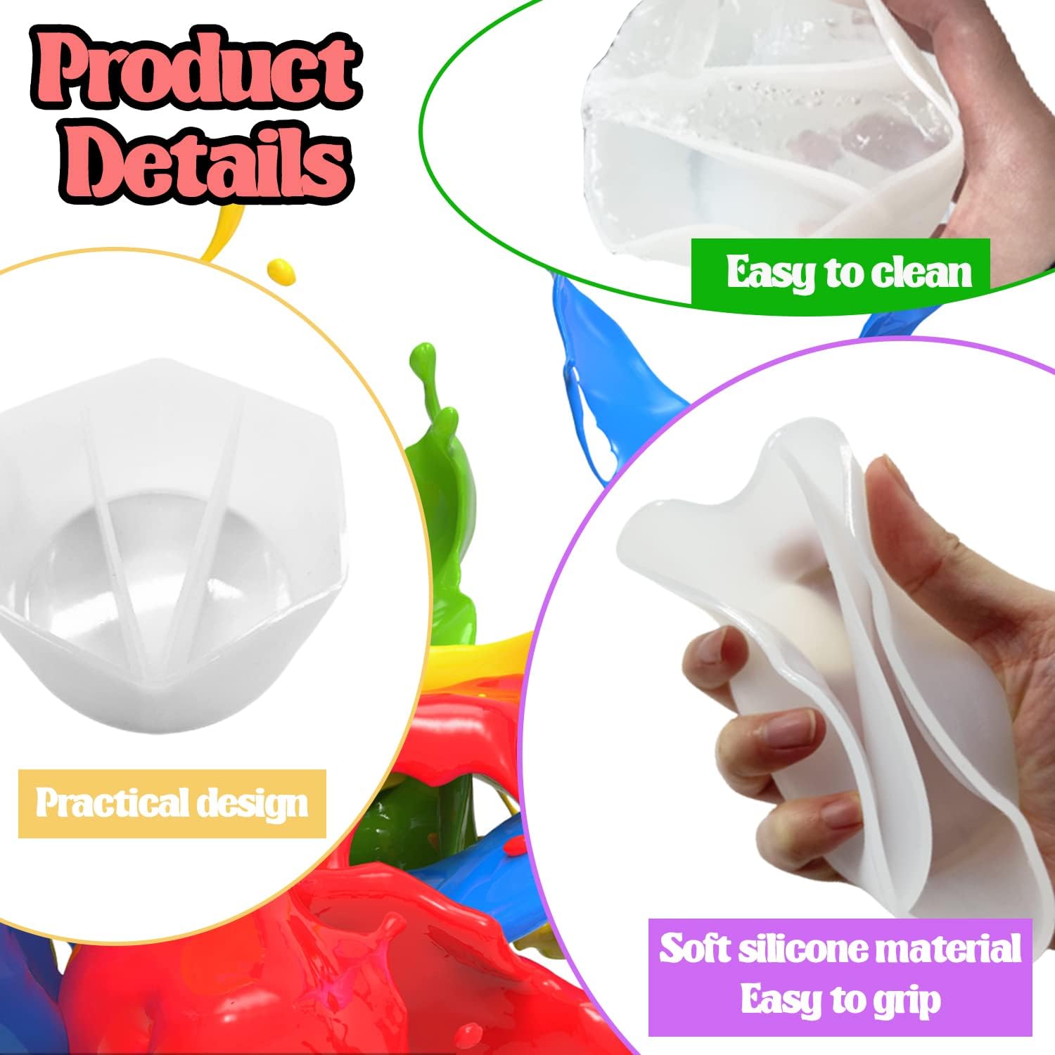 Silicone Split Cups,4 PCS Split Cups for Paint Pouring,Reusable Pour Painting Supplies Painting Tools with 2-5 Channels Dividers for Acrylic Paint Pouring,Drawing,Resin Crafts : Arts, Crafts & Sewing