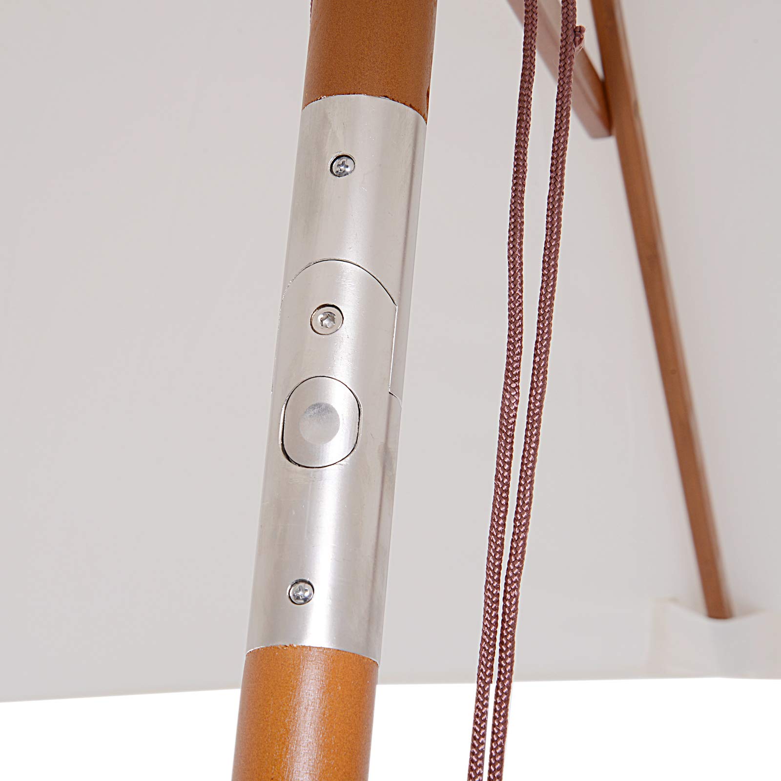 Outsunny Ombrellone da Giardino Inclinabile 2x1.5 m con Sistema a Corda e Presa d'Aria, Ombrellone da Esterno a 6 Stecche, in Legno, Bambù e Poliestere 180g/㎡, per Cortile Balcone Terrazzo, Crema