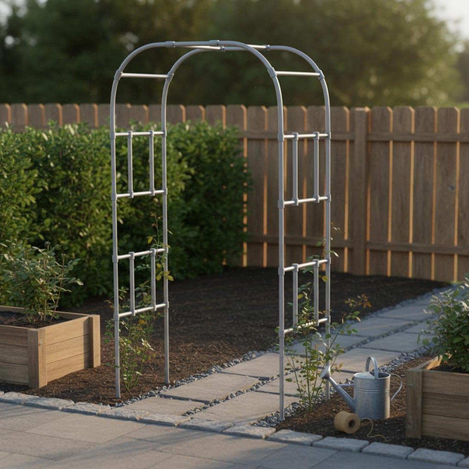 Garden Arch Trellis Coated Steel Climbing Plant Archway Weather-Resistant Rose Arch Frame for Gardeners, DIY Enthusiasts, Balcony, Yard, Patio W1.8*h2.4m White-image-15