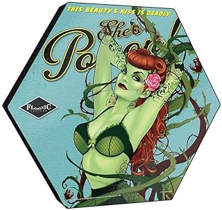 Trend Setters DC Comics – Poison Ivy – Vintage Bombshell Pin-Up Art - 11.5” X 10” Hexagon Shaped KNEXAGON Wood Print – Hang Alone or Connect to Other Pieces – Officially Licensed Merchandise