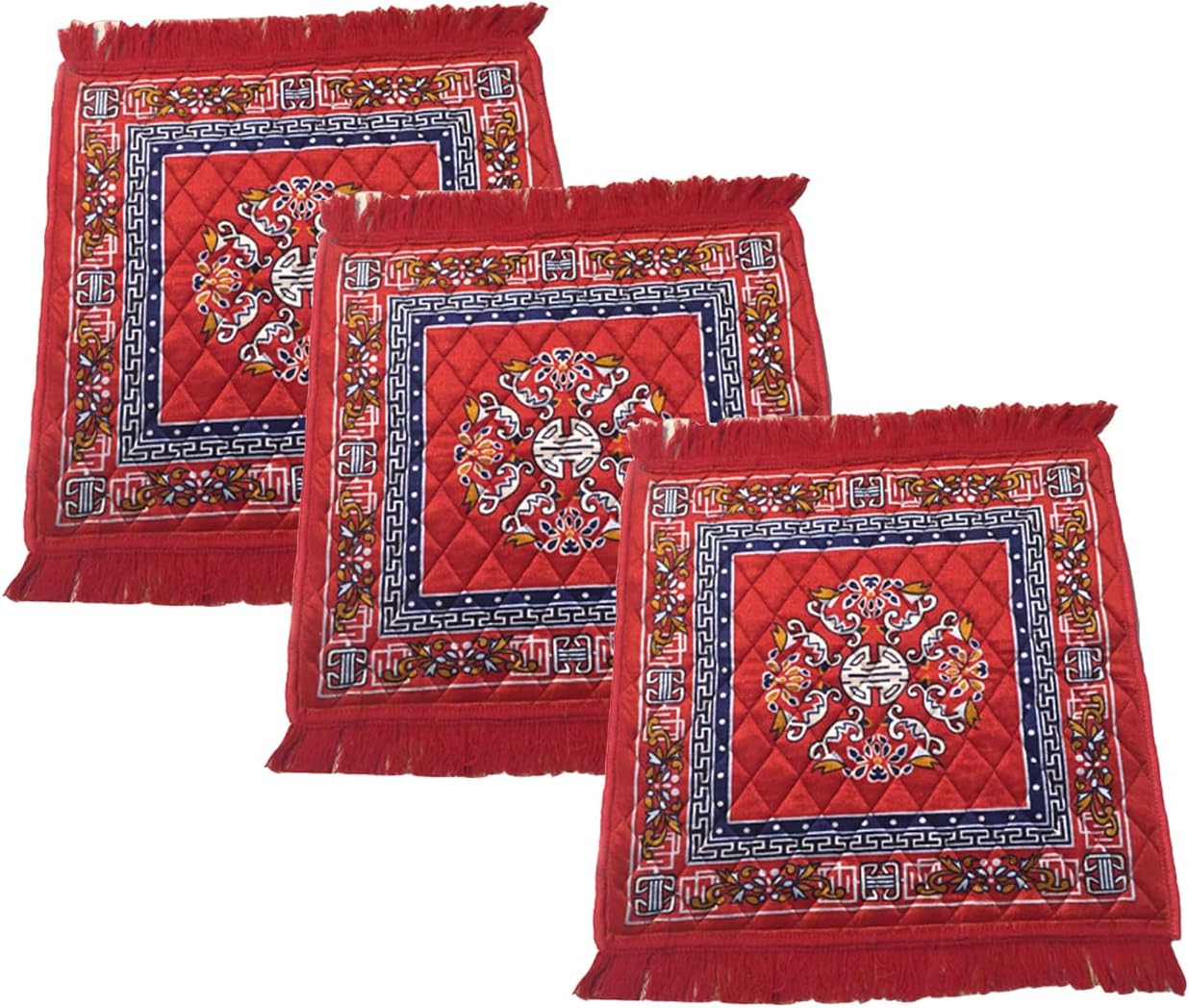 AAZEEM Prayer Mat | Velvet Aasan Mat | Meditation Prayer Carpet Mat | Pooja Aasan Mat |Traditional Prayer Mat |Medium Size | Red Color | Pack of 3 |
