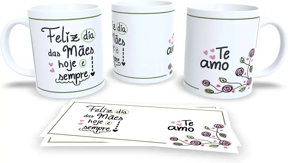 Caneca de Cerâmica com Frase, Presente para o Dia das Mães, Branca (18265)