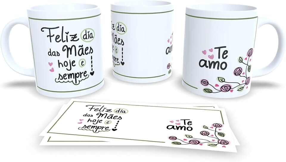 Caneca de Cerâmica com Frase, Presente para o Dia das Mães, Branca (18265)