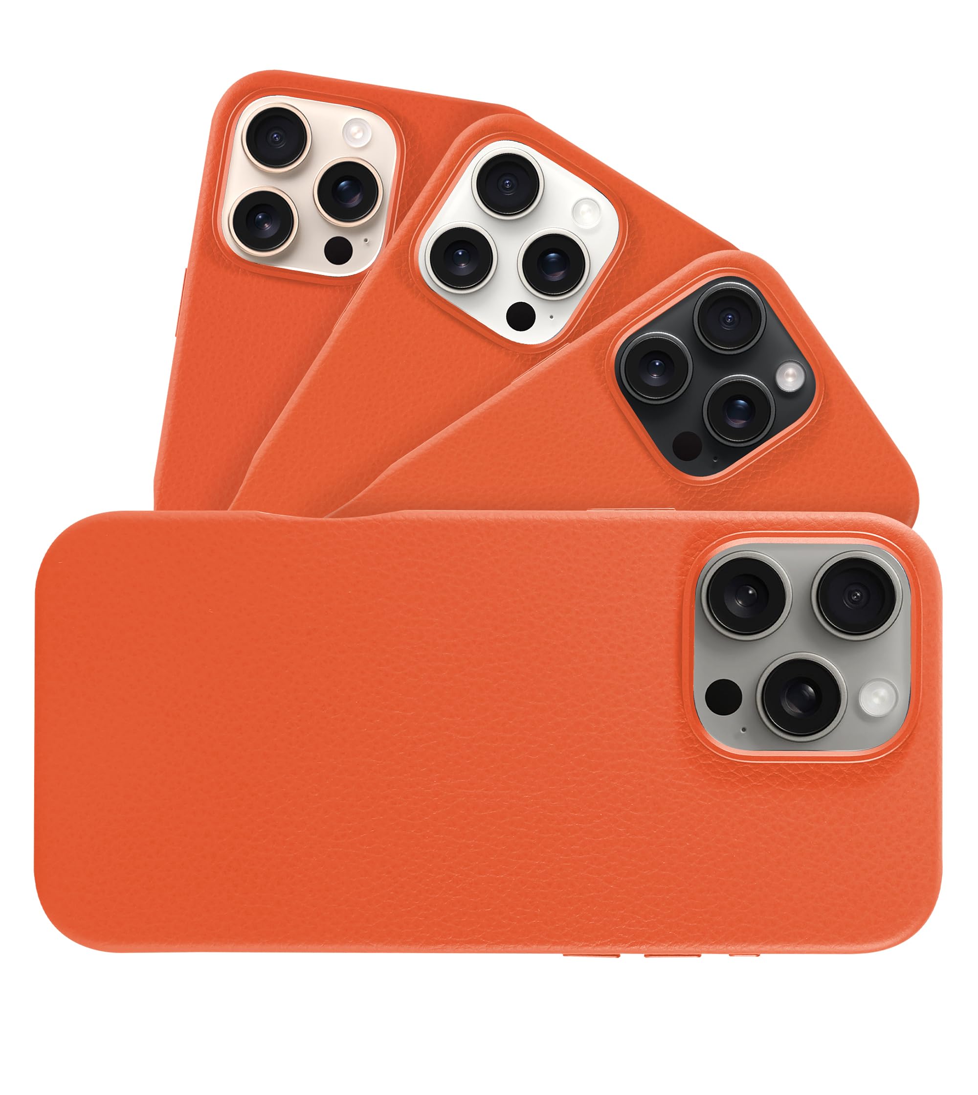 Coque iPhone 16 Pro Max cuir véritable orange compatible chargeur MagSafe - 7