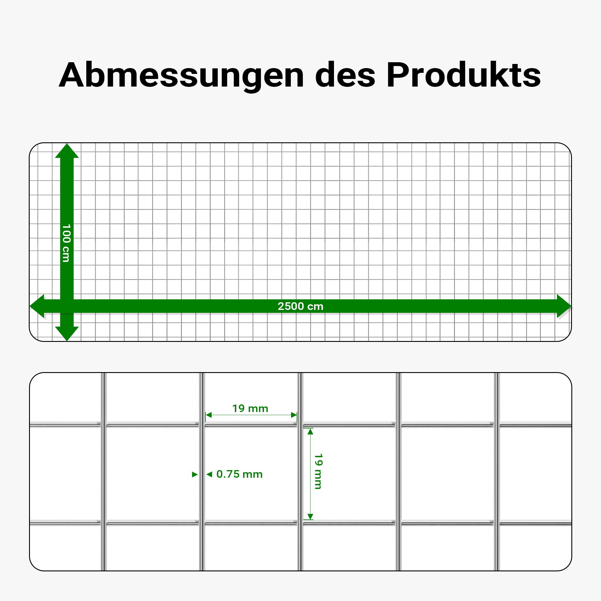 Wiltec Maschendrahtzaun 1 m x 25 m, 0,75 mm Drahtstärke 19x19 mm Maschengröße, Volierendraht 4-Eck aus Stahl verzinkt, Drahtgitter, Vogeldraht