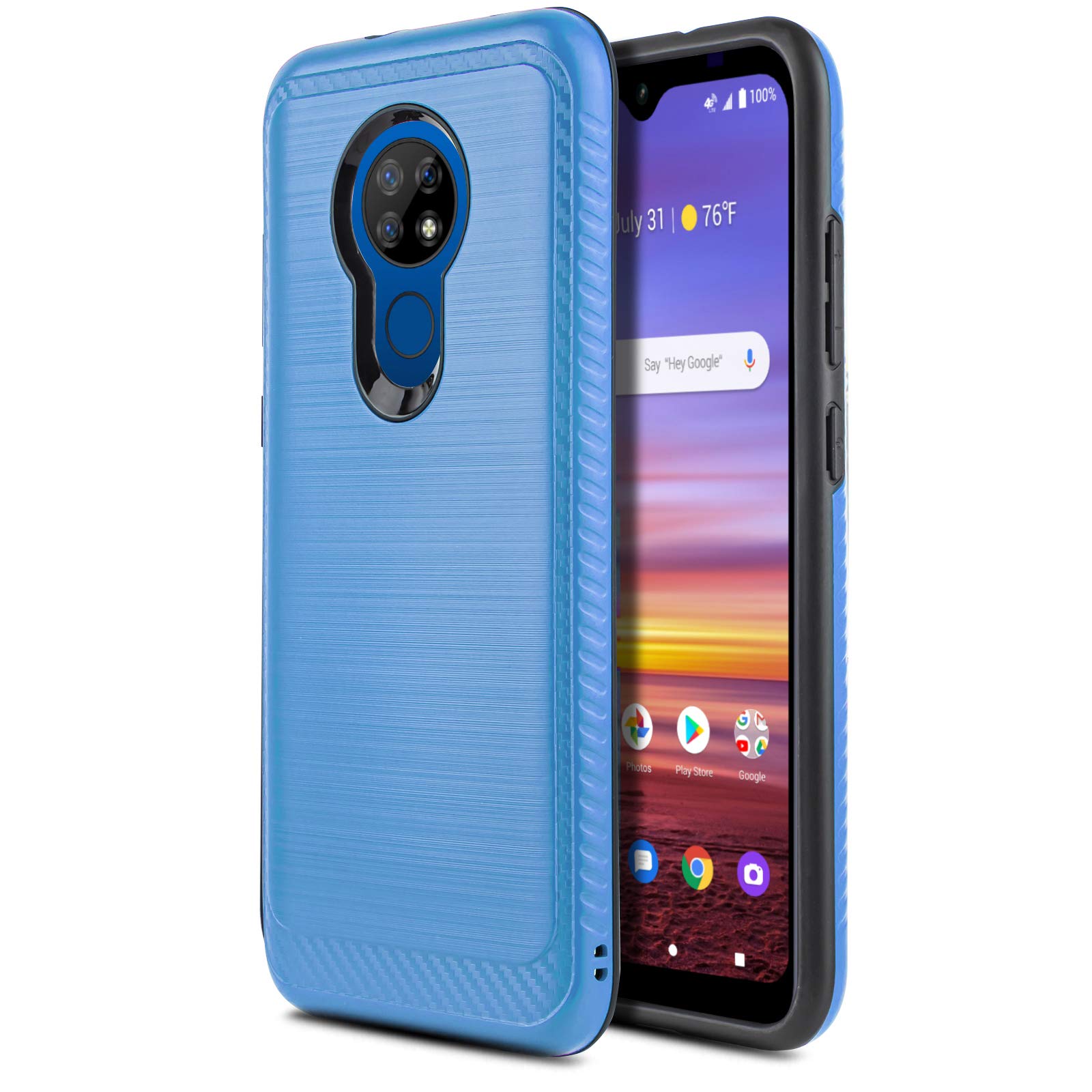 CasemartUSA Phone Case for [AT&T Radiant Max/Cricket Ovation], [Modern  Series][Blue] Shockproof Brushed Protective Cover for AT&T Radiant Max