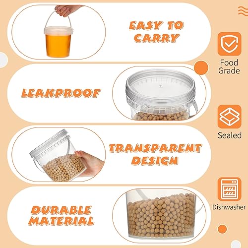 Miniatura 5 de Skylety 24 recipientes para helados con tapa y asa, contenedores de almacenamiento de alimentos aptos para microondas y congelador de plástico de 32