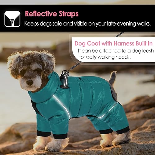 Miniatura 4 de AOFITEE Abrigo para perro, chaqueta impermeable para invierno para perro, traje de nieve cálido de cuerpo completo, chaleco de forro polar con