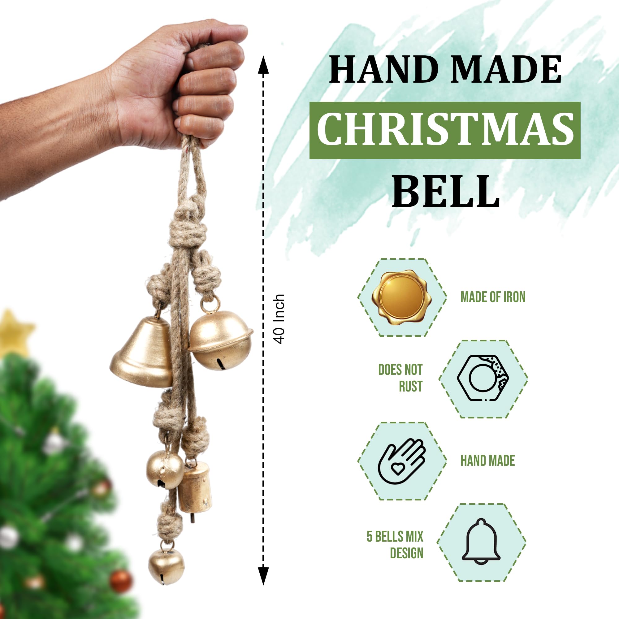 Amazon.com: Christmas Bells - Vintage Rustic Jingle Sleigh Gold