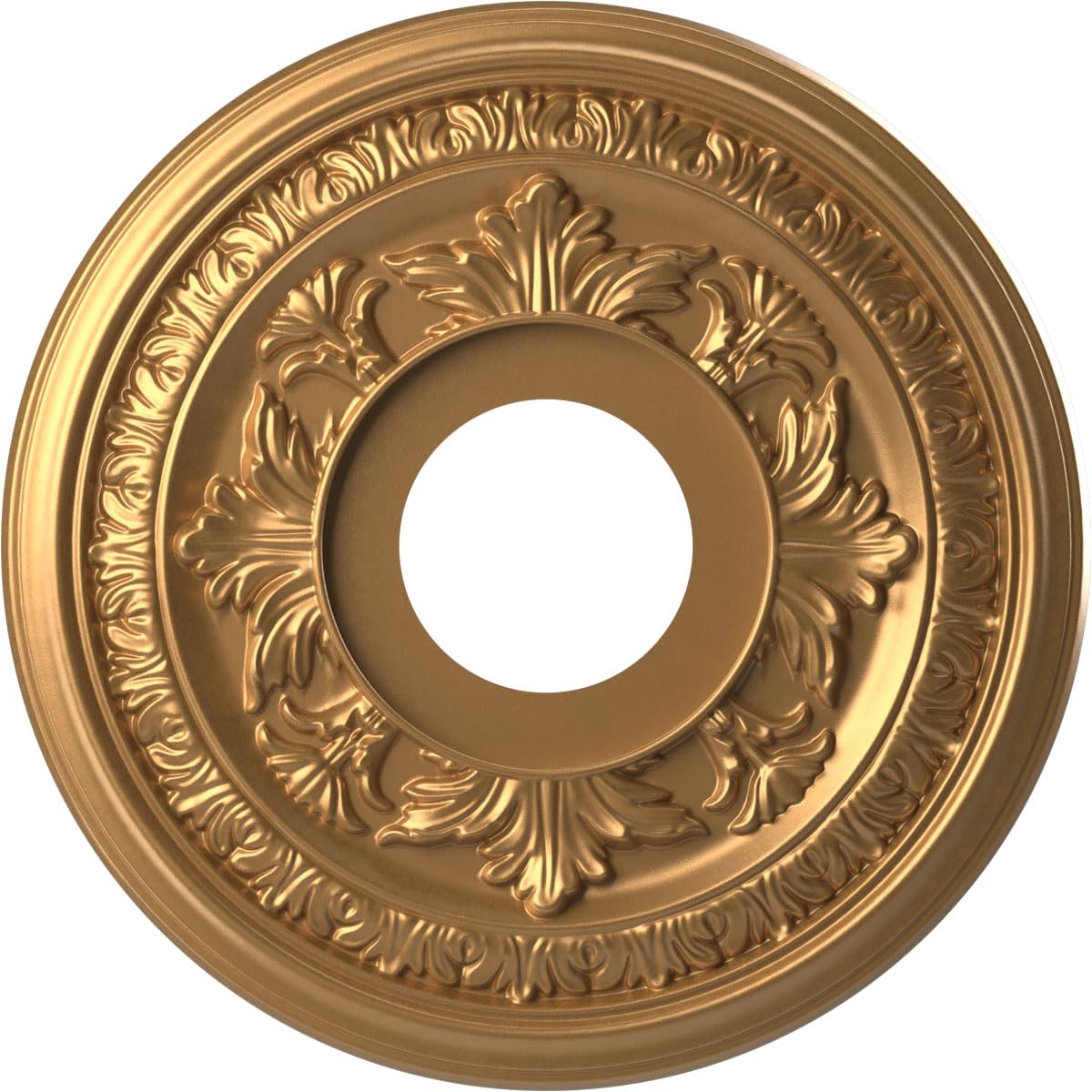 Ekena Millwork CMP13BABGL Baltimore Thermoformed PVC Ceiling Medallion (Fits Canopies up to 5 1/4"), 13"OD x 3 1/2"ID x 3/4"P, Bright Coat Gold