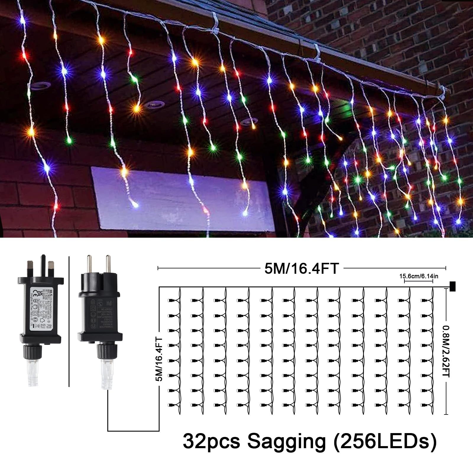 JIMACRO 5M/16.4FT Icicle Christmas Lights, 32pcs Icicle Fairy Lights - Image 2