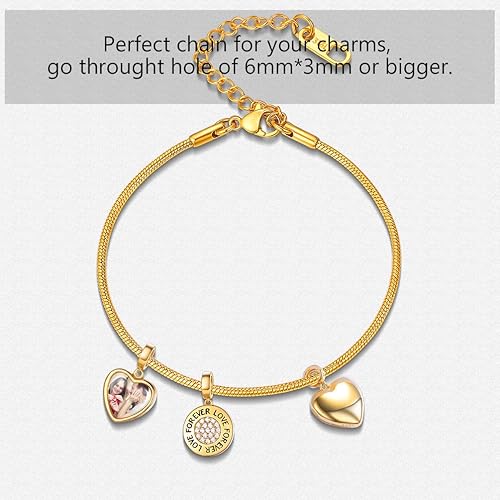 Miniatura 2 de PROSTEEL Cadena de serpiente de acero inoxidable 316L, chapado en oro negro de 18 quilates, pulsera de cadena de serpiente de 0.059 in, cadena de