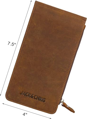Miniatura 4 de Jack&Chris Cartera organizadora de tarjetas de crédito de cuero con bolsillo con cremallera