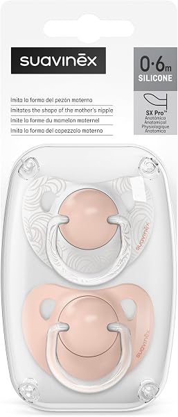 Suavinex, Pack de 2 Chupetes con Tetina Anatómica de Silicona SX Pro, para Bebés 0-6 Meses, Chupete para Recién Nacido, con Tetina más Plana y Flexible, Dreams Rosa - 4