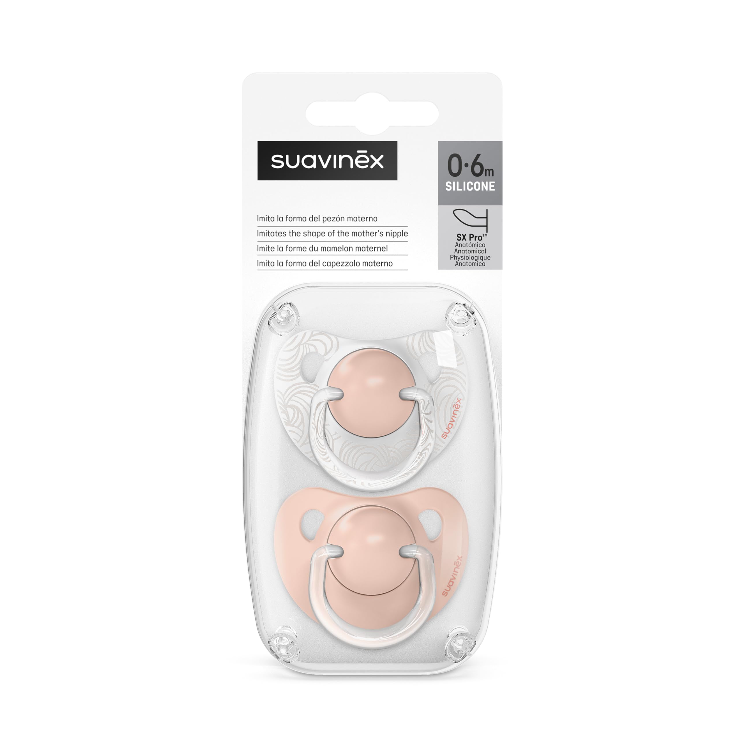 Suavinex, Pack de 2 Chupetes con Tetina Anatómica de Silicona SX Pro, para Bebés 0-6 Meses, Chupete para Recién Nacido, con Tetina más Plana y Flexible, Dreams Rosa — view 4