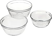 Vista 1 de Anchor Hocking Anchor 3-Piece Glass Mixing Bowl Set, Clear