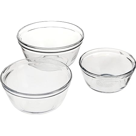 Anchor Hocking Anchor 3-Piece Glass Mixing Bowl Set, Clear