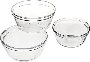 Anchor Hocking Anchor 3-Piece Glass Mixing Bowl Set, Clear
