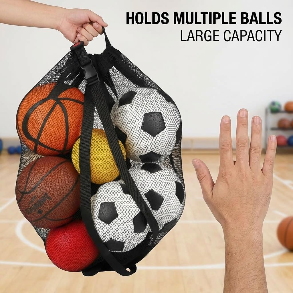 Keeble Extra Large Mesh Gym Bag | Heavy Duty Shoulder Bag for Soccer Balls, Volleyballs, Basketball Nets, and Sports Gear | Sac de Sport with Easy Closure for Baseball, Swimming, and Soccer