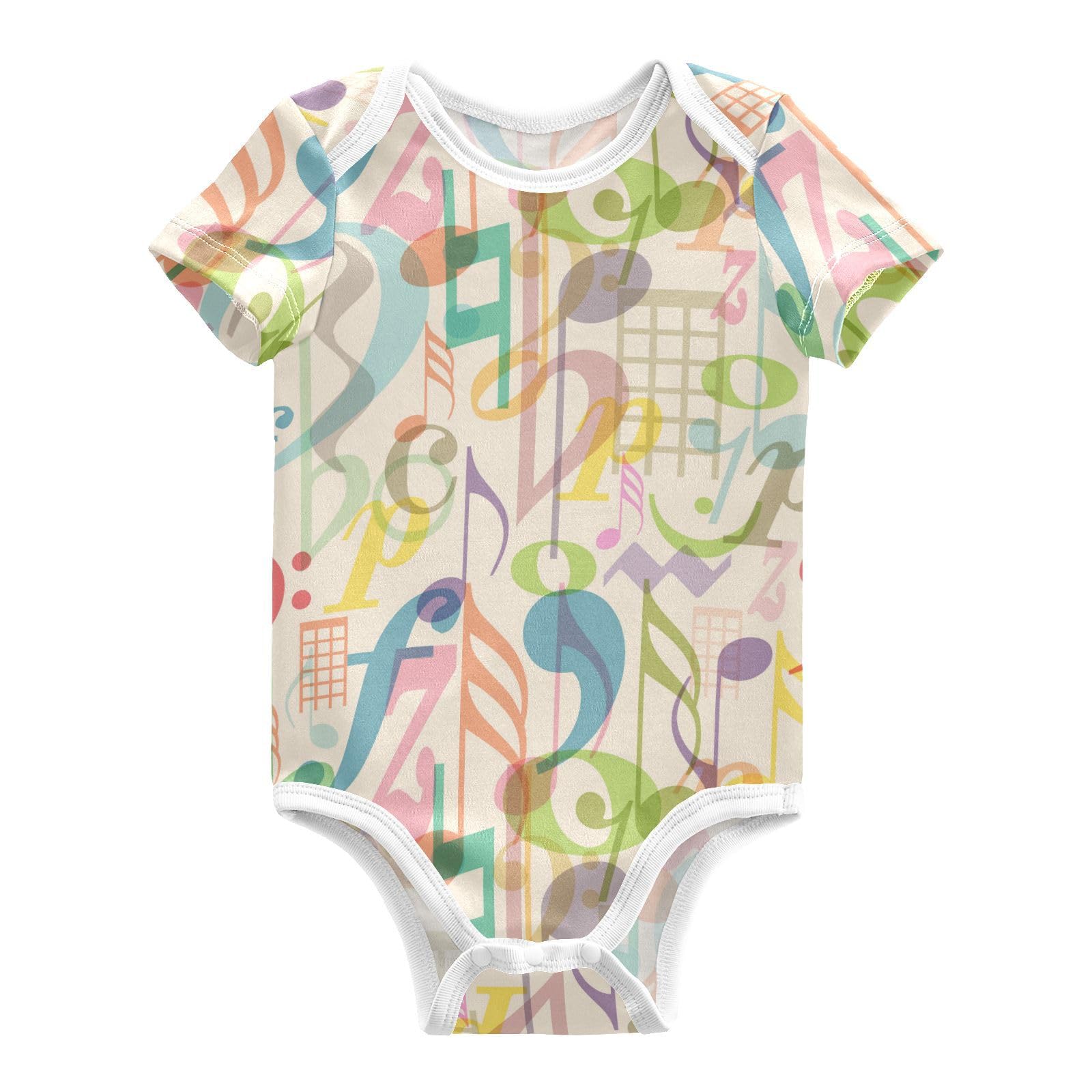 Musical Unisex Baby Bodysuit Cotton Symbols Baby Short Sleeve Clothes 18 Months for Boys Girls