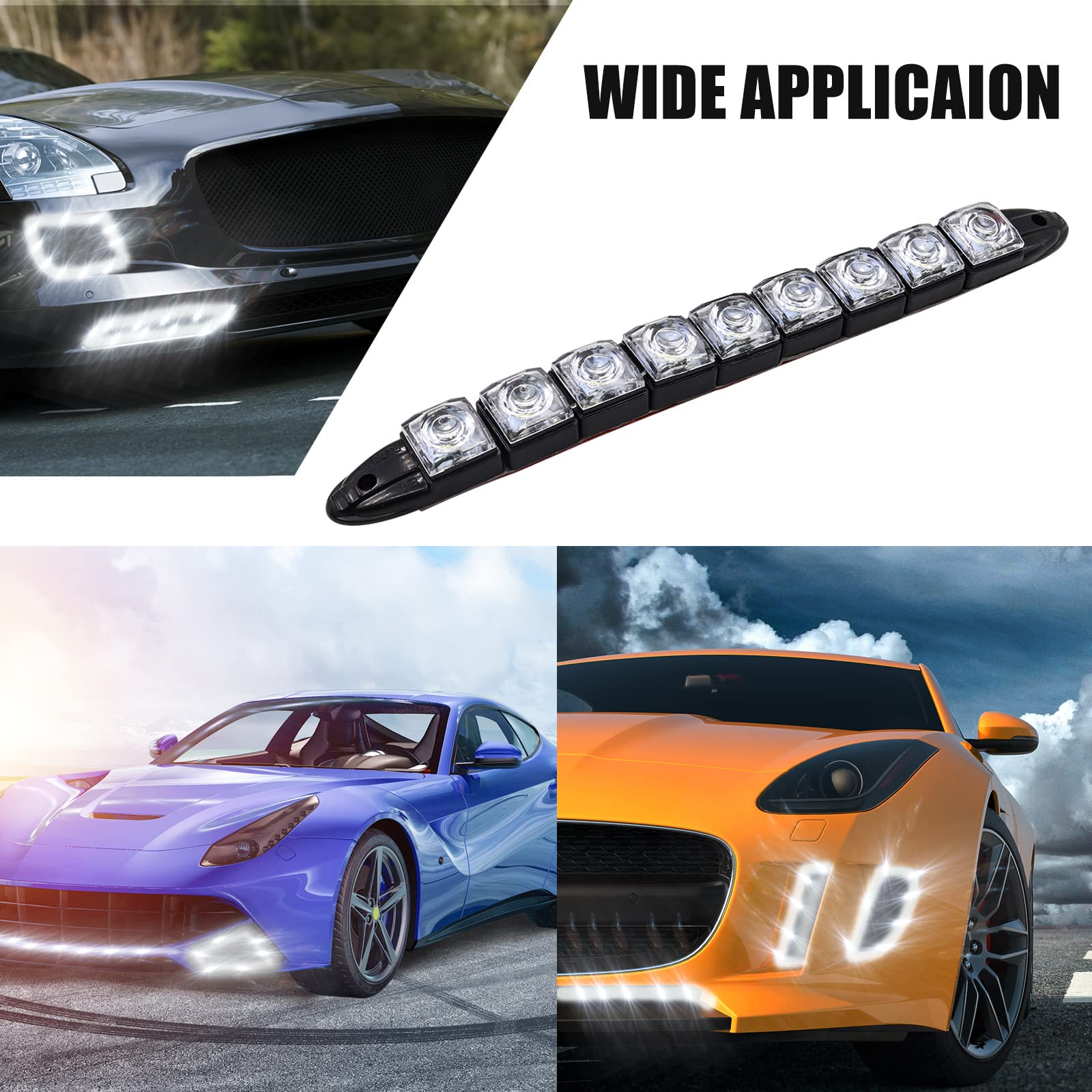 2PCS Feux de Jour LED Voiture,Universal 9LED Bandes Feux Diurnes Flexibles 12V Feux de Circulation Diurnes DRL Feux de Position pour Voitures/Camions/Bateaux