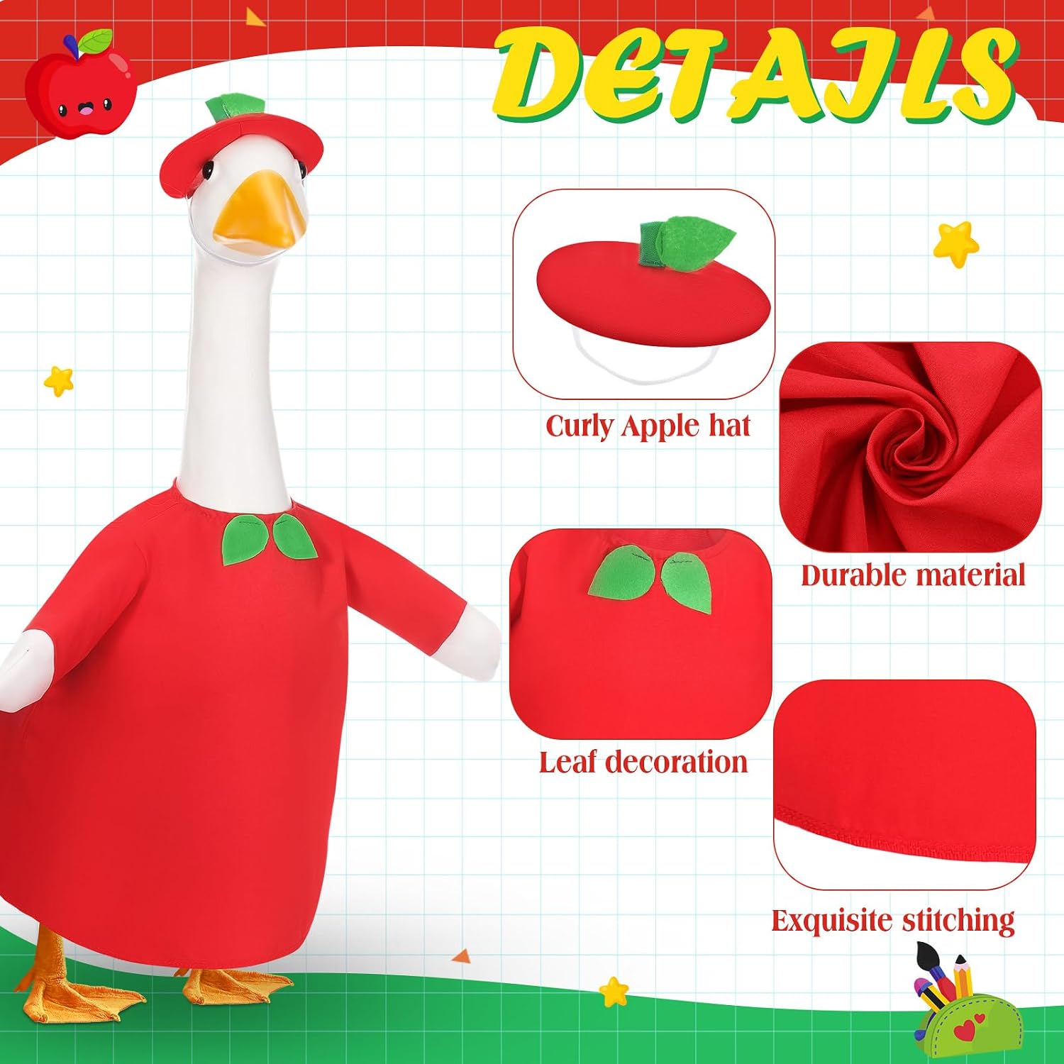 FuWeave Halloween Porch Goose Outfit, Apple, 23 Inch