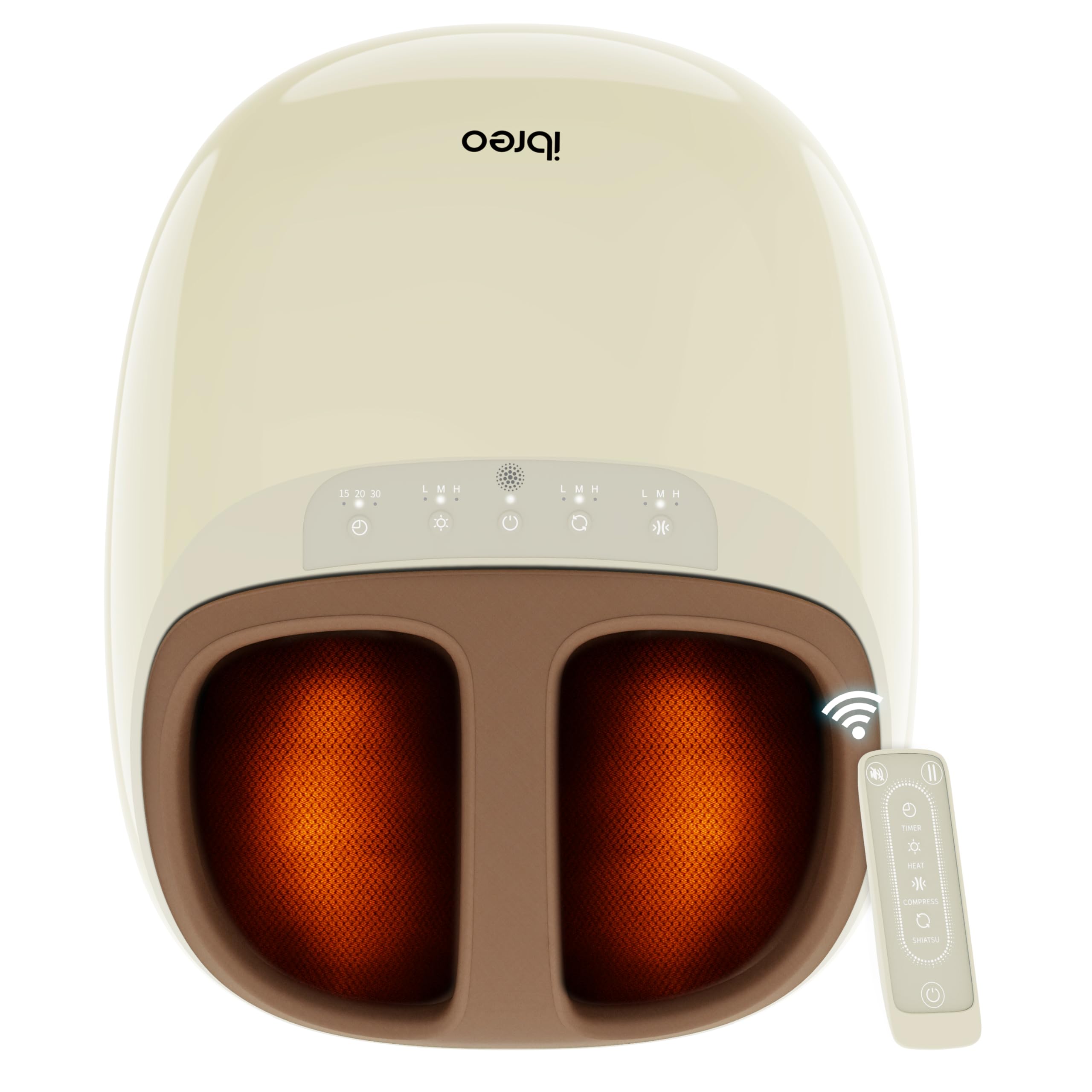 Shiatsu Foot Massager Machine with 3-Level Heat Deep Kneading Therapy Air Compression Auto-off Timer Remote Control for Plantar