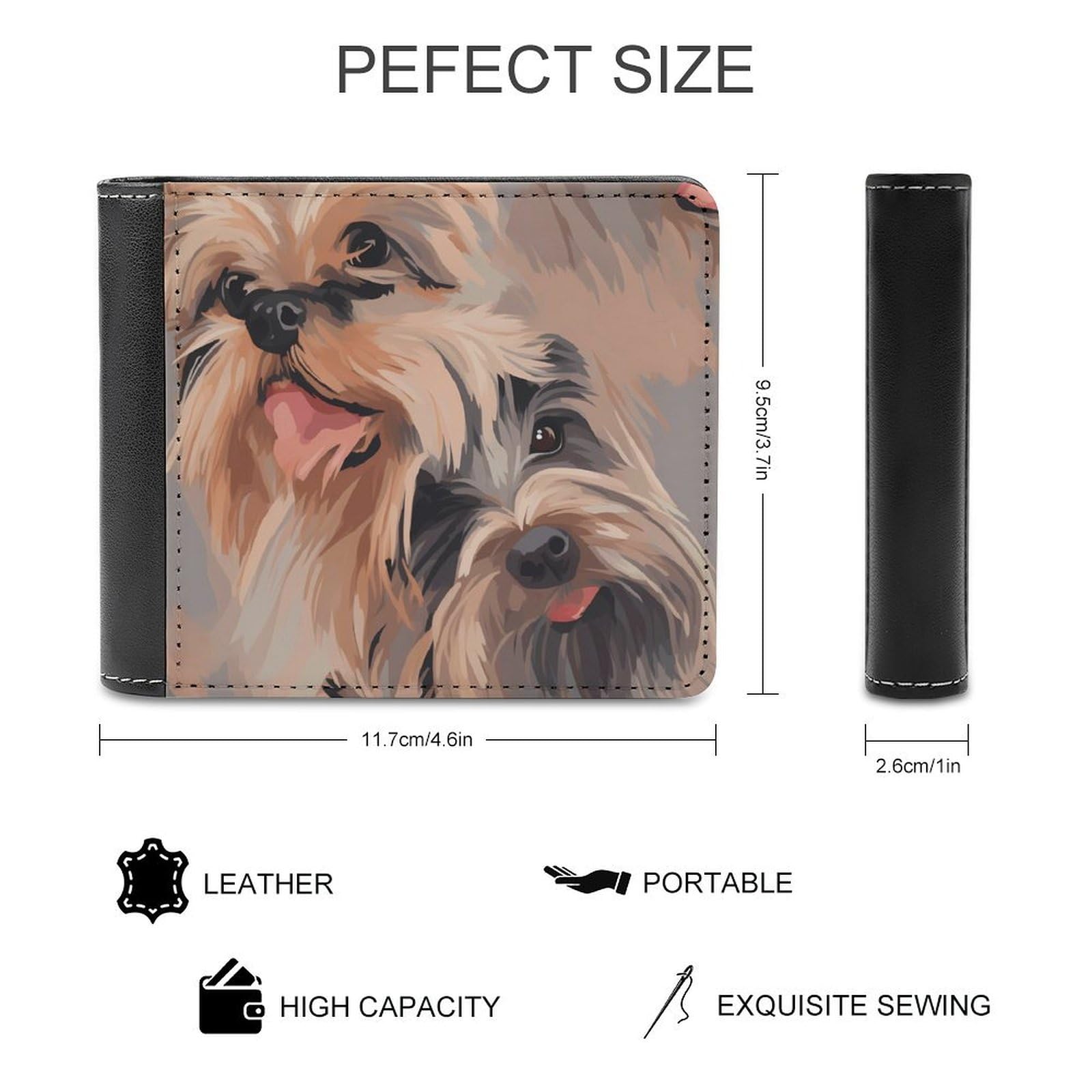 Cute Yorkshire Terrier Funny Billfold Wallet Credit Card Holder Slim Passcase Pouch Purse for Men Women