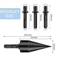 Vista 7 de Juego de brocas para leña, divisor de madera, broca divisora de madera, broca de fácil división de troncos, brocas eléctricas desmontables