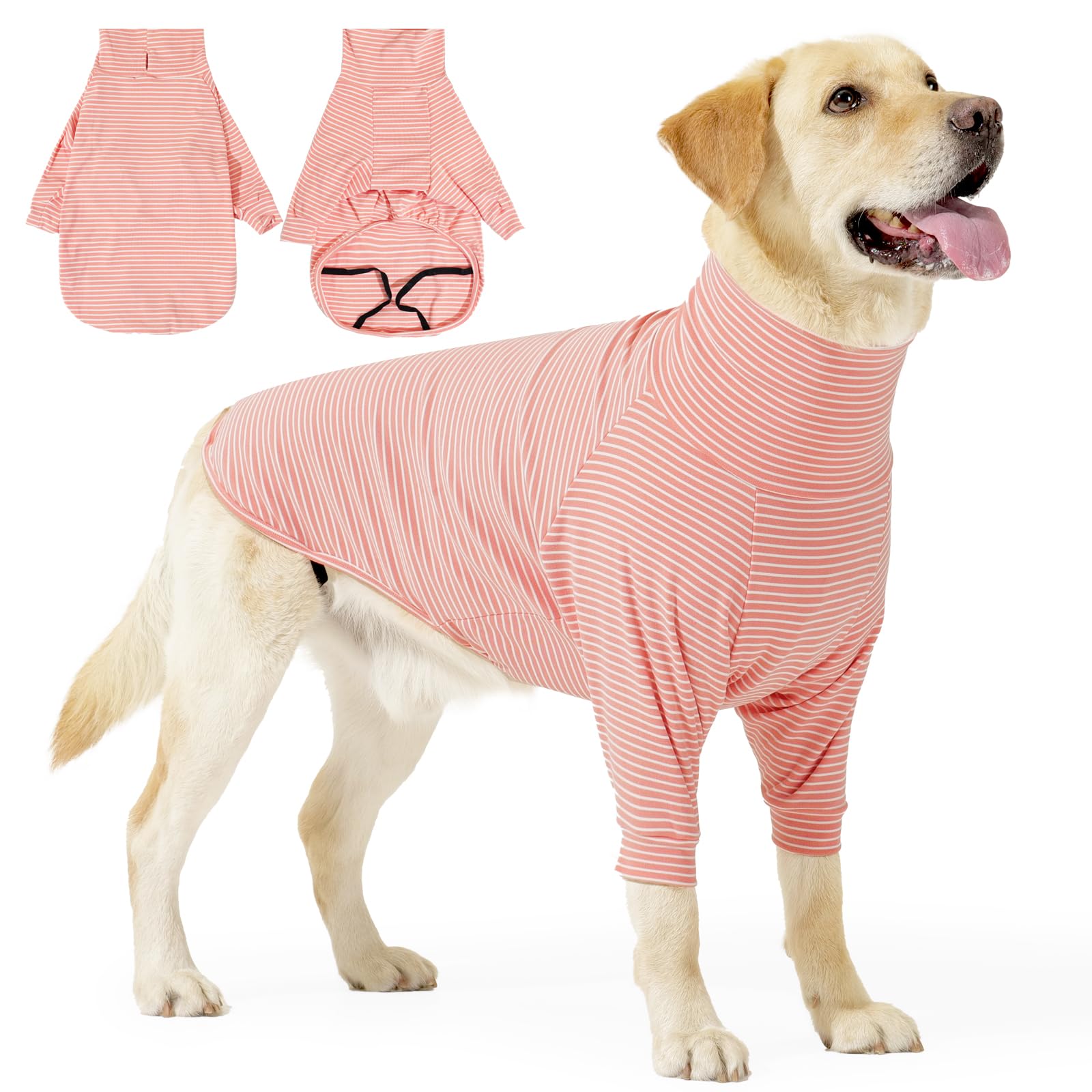 Combinaison pyjama pour chiens à plusieurs races de chiens, vêtements pour animaux de compagnie à deux pattes avec accès à laisse, combinaison chaude et confortable (rose blanc, taille M)