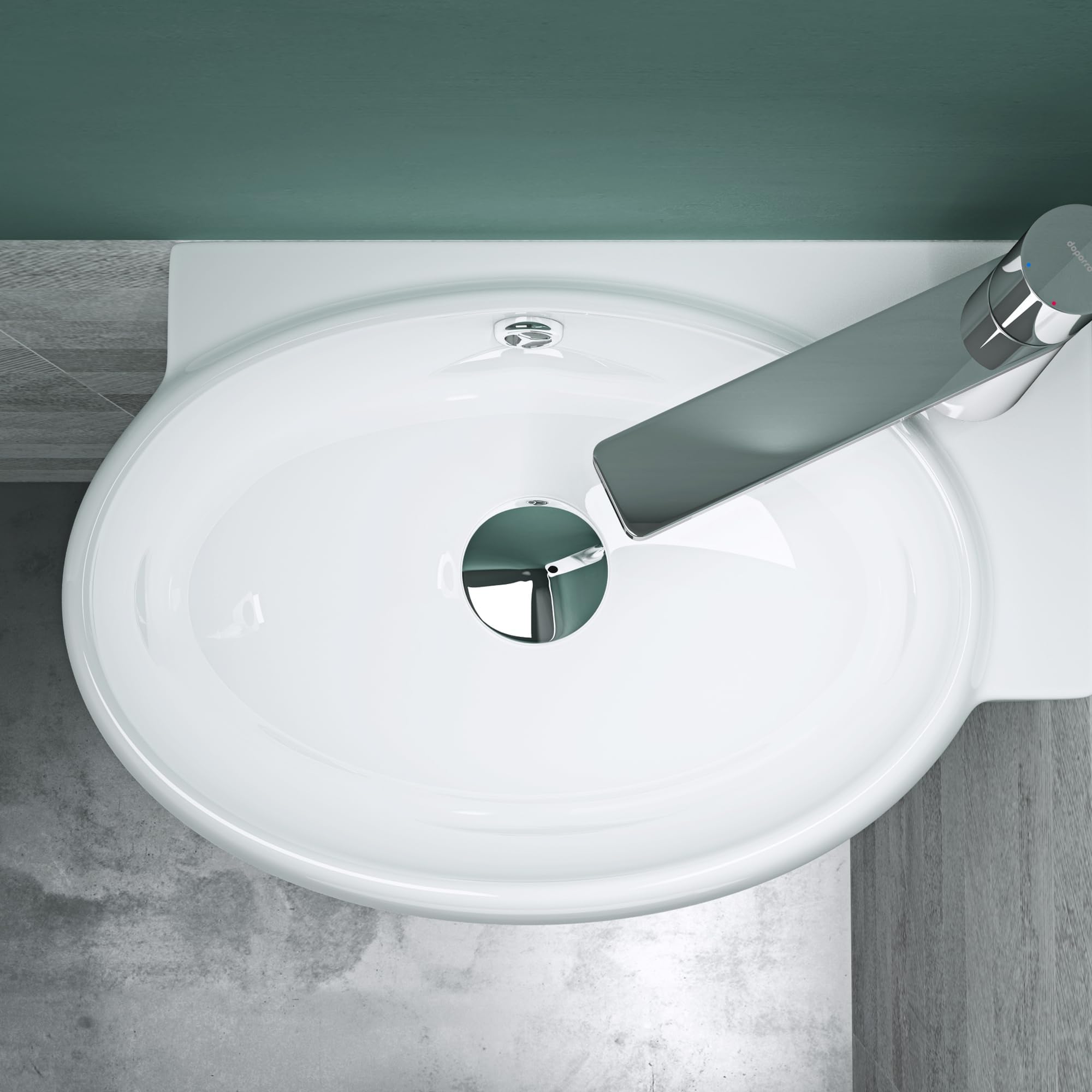 Mai & Mai Lavabo da Appoggio 42X28X15cm, Lavabo Bagno Sospeso Lavandino Bagno Brüssel001 in Ceramica Bianca Nano Rivestimenti
