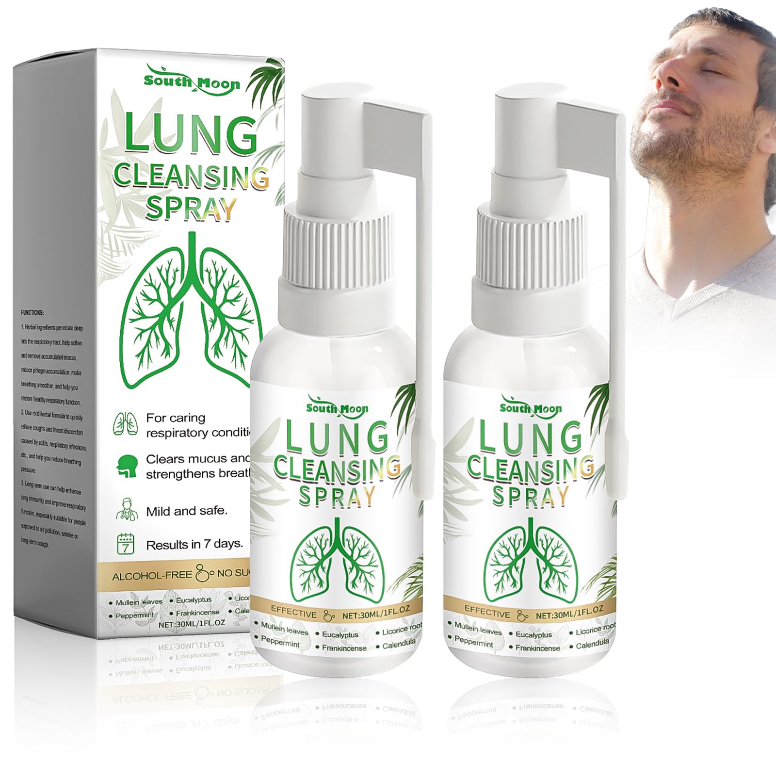 Oczyszczanie płuc, ziołowy spray do płuc, 2 sztuki 30 ml, ziołowy spray do oczyszczania płuc, spray ziołowy odpowiedni do codziennego użytku