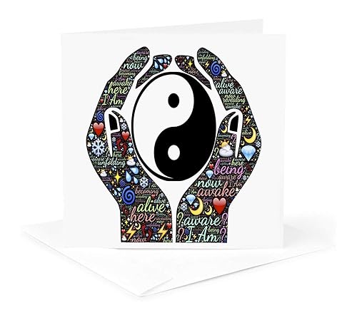 Miniatura 5 de 3dRose Manos ahuecadas motivacionales, letrero de Yin y Yang, tarjetas de felicitación, 6 x 6 pulgadas, juego de 6 (gc_214650_1)