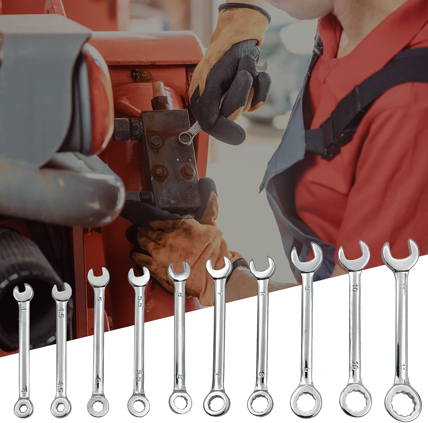 Mini Wrench Set Open End Wrench Combination Wrench Sets With Chain Ring Metric Type Wrenches (10pcs)