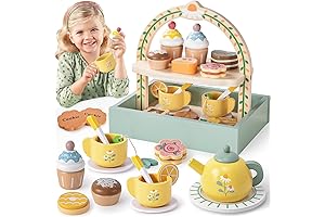 Wooden Tea Party Set - Delightful Toys for Little Girls' Imaginative Play